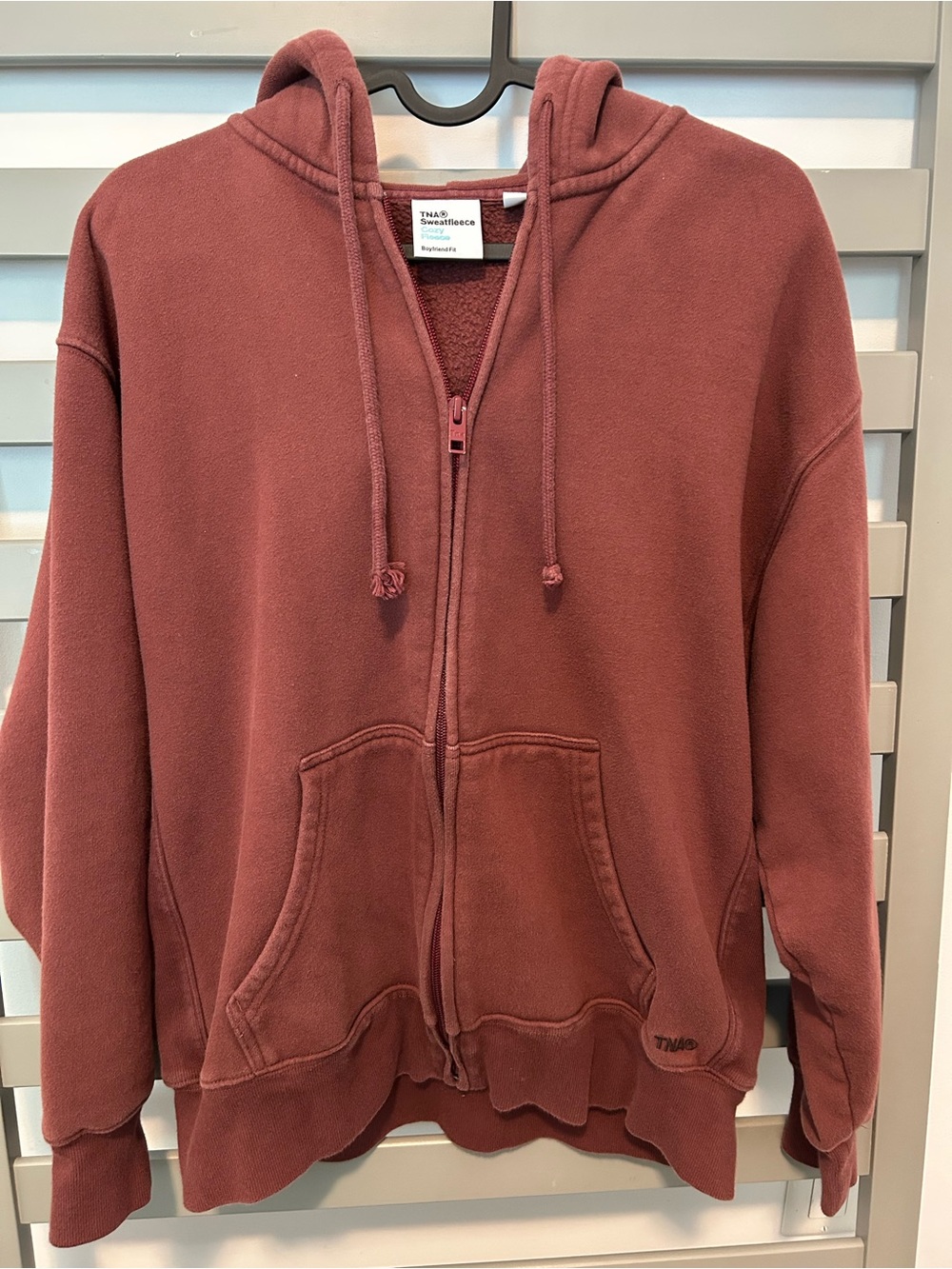 Aritzia TNA Cozy Fleece Boyfriend Fit Zip-Up Hoodie